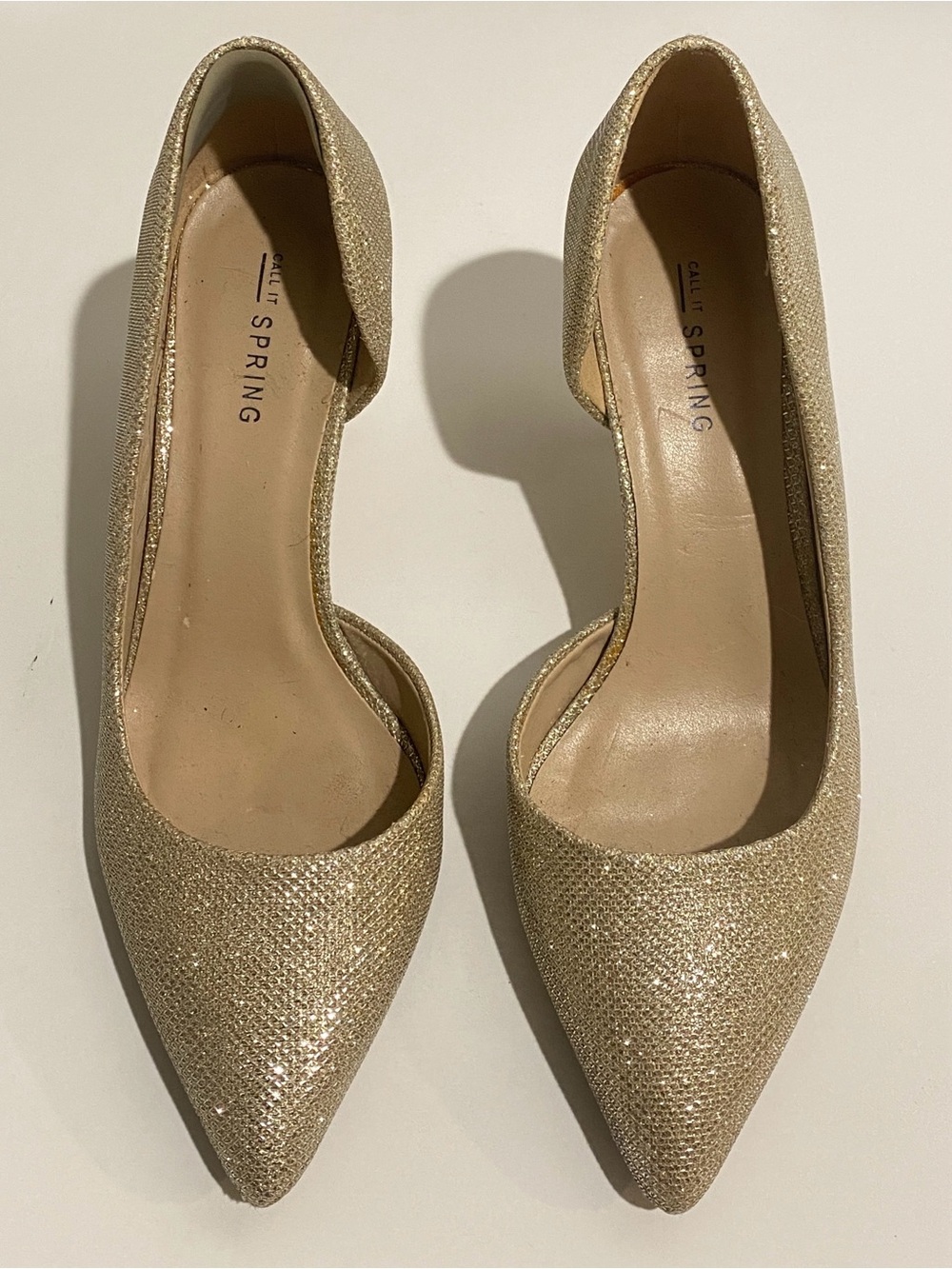 Call It Spring Women's 7 Sparkle Silver Glitter D'Orsay Pointed Toe Pumps Heels